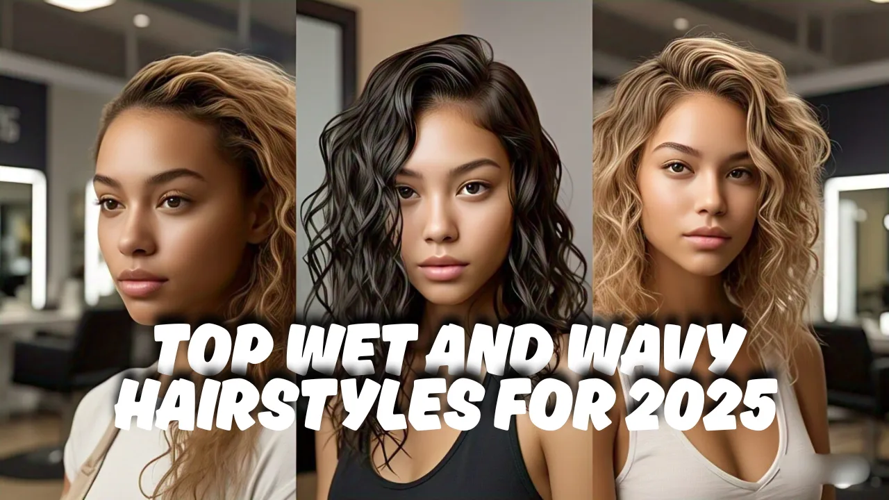 3 women with Wet and Wavy hair styl