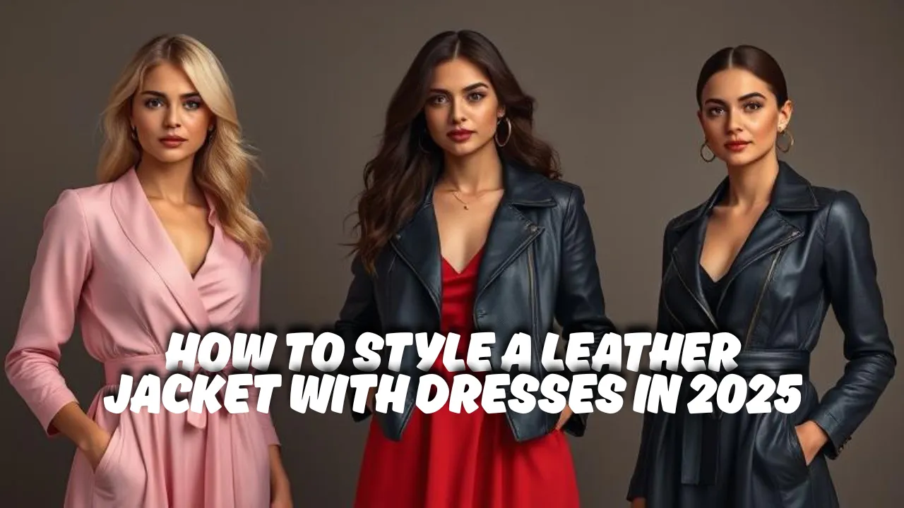 3women showing their Leather Jacket style with dress