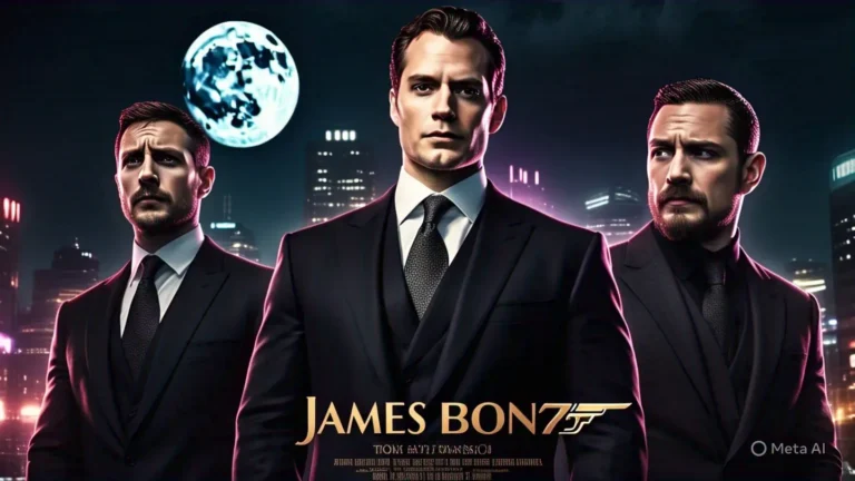3 holly wood actors in 1 image hanry cavil, aron tylor and tom hardy for role of James Bond