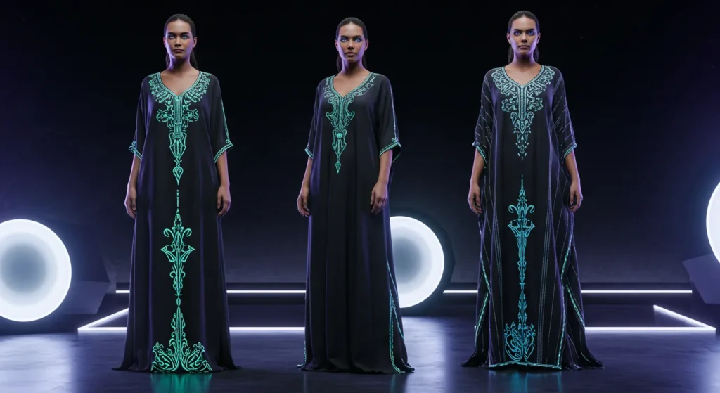 3 women showing their Kaftan Dresses