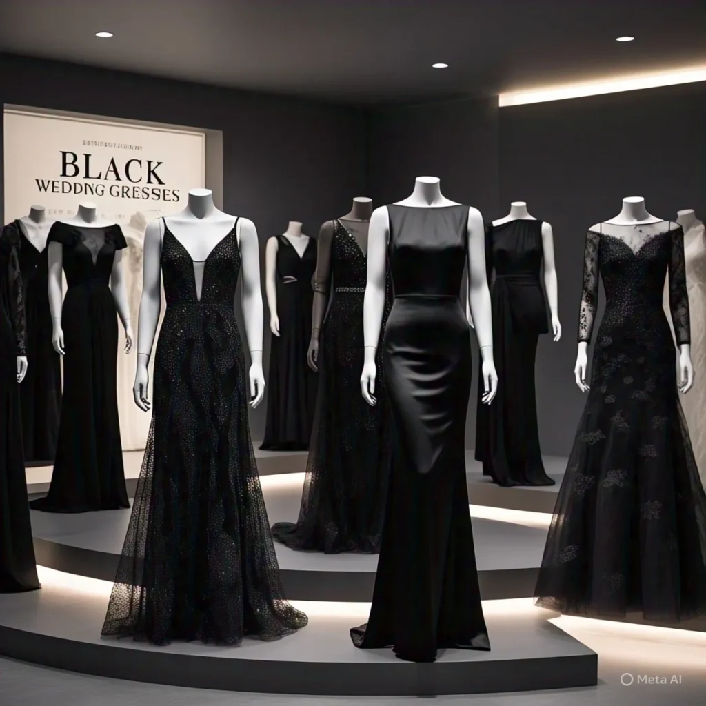 Black Wedding dress display